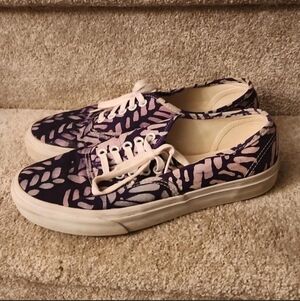 Vans Purple Leaf Pattern Women's Sneakers